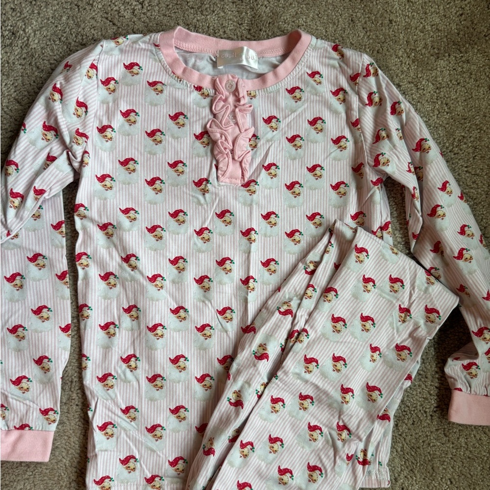 Cecil and Lou Pink Vintage Santa Print Pajamas